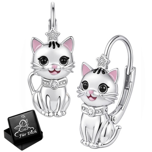 Kinder ohrringe katze 925 - ohrringe,