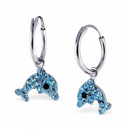 Blau kristall delphin creolen - blau,